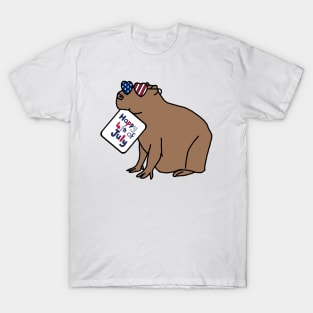 Happy 4th of July says Cool Capybara T-Shirt